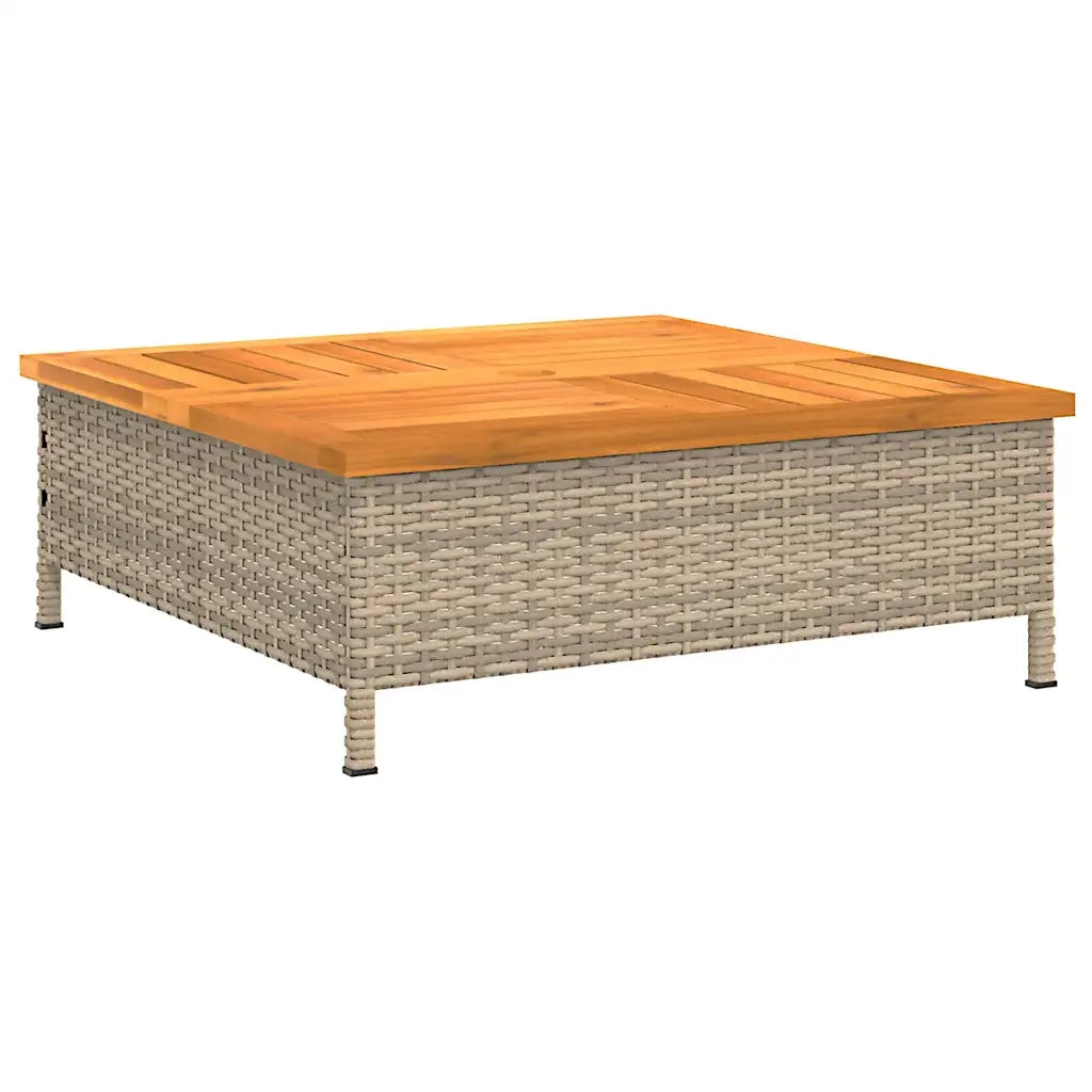Tavolo da Giardino | Tavolino da esterno Beige 70x70x25cm in Rattan e Legno di Acacia