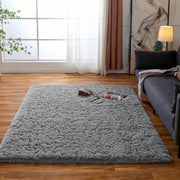 Tappeto morbido, tappeti grigi per soggiorno, tappeti grigi per camera da letto, tappeto morbido e antiscivolo per ufficio, divano morbido grigio (grigio, 80x120cm)
