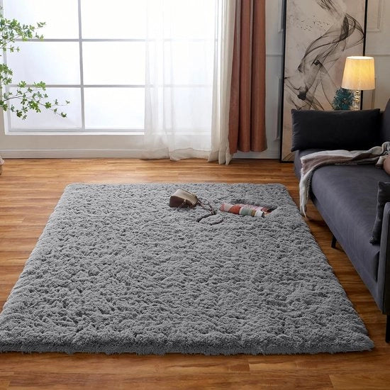 Tappeto morbido, tappeti grigi per soggiorno, tappeti grigi per camera da letto, tappeto morbido e antiscivolo per ufficio, divano morbido grigio (grigio, 80x120cm)