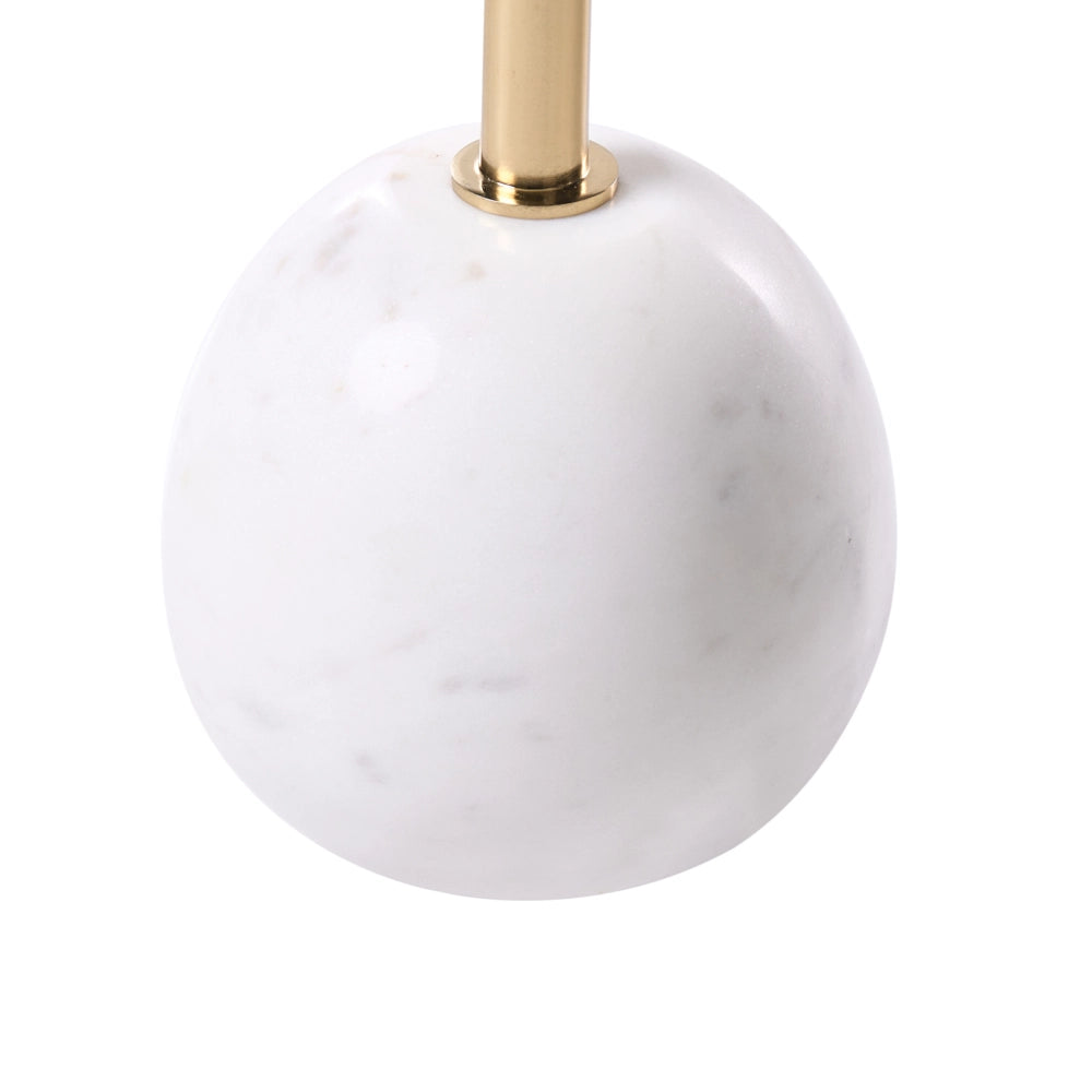 Tavolino Bianco e oro Piano in metallo Base in marmo stile Elegante Glam soggiorno Rotondo