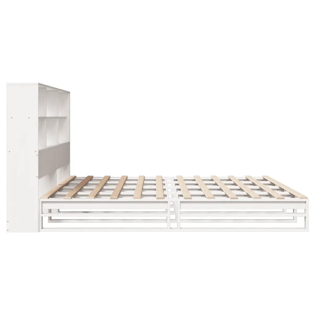 Letto Libreria senza Materasso Bianco 180x200 cm Legno Massello