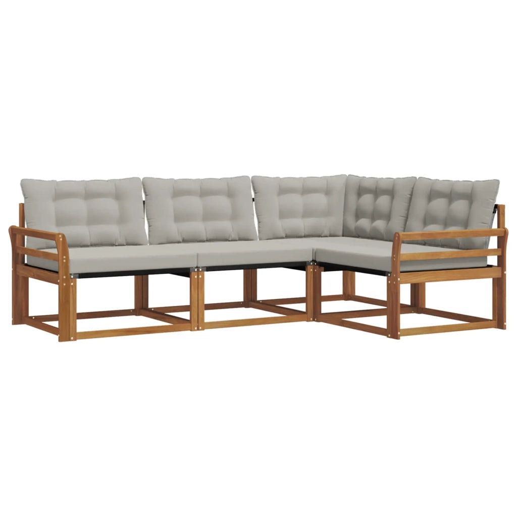Set di divani da esterno 4 pcs Grigio Naturale e Chiaro