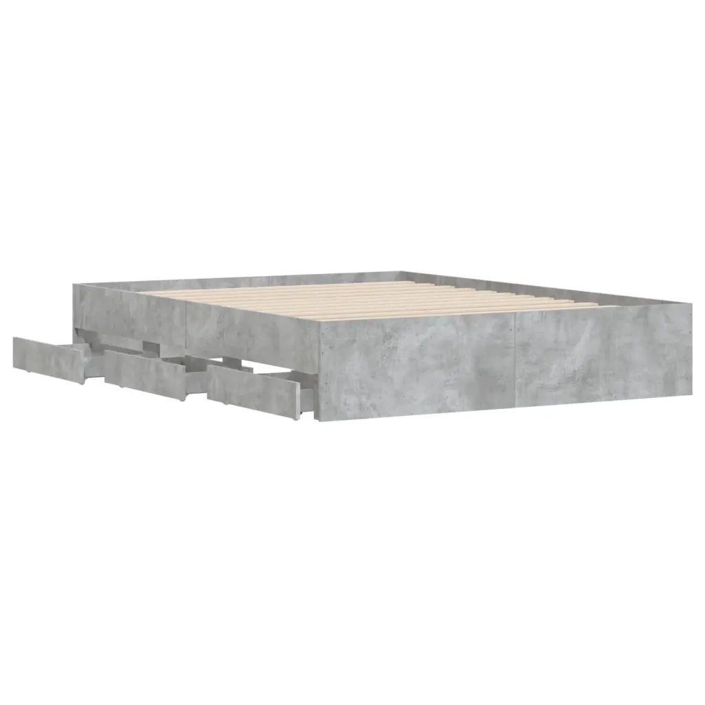 Giroletto Cassetti Grigio Cemento 140x190 cm Legno Multistrato