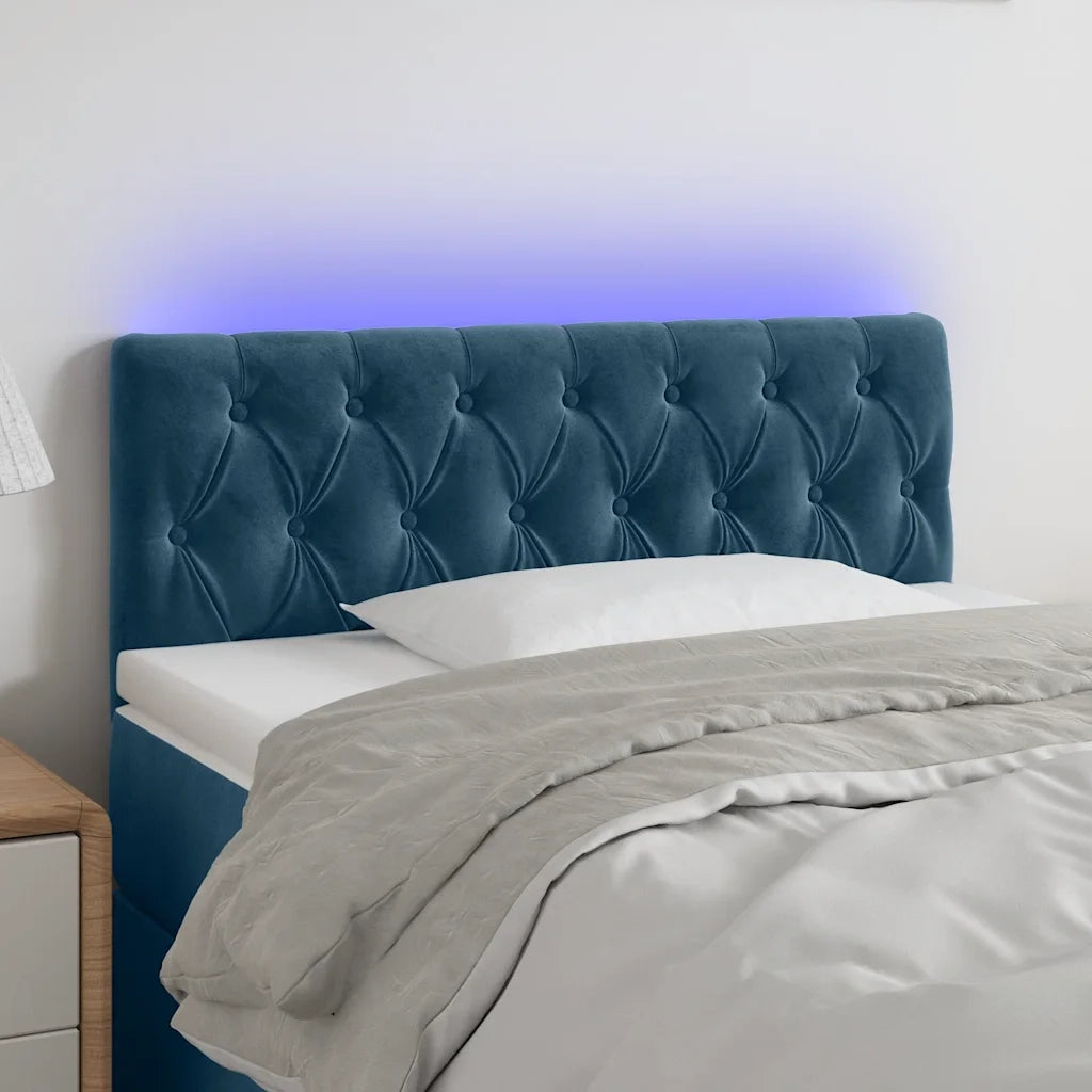 Testiera | Testata a LED Blu Scuro 90x7x78/88 cm in Velluto