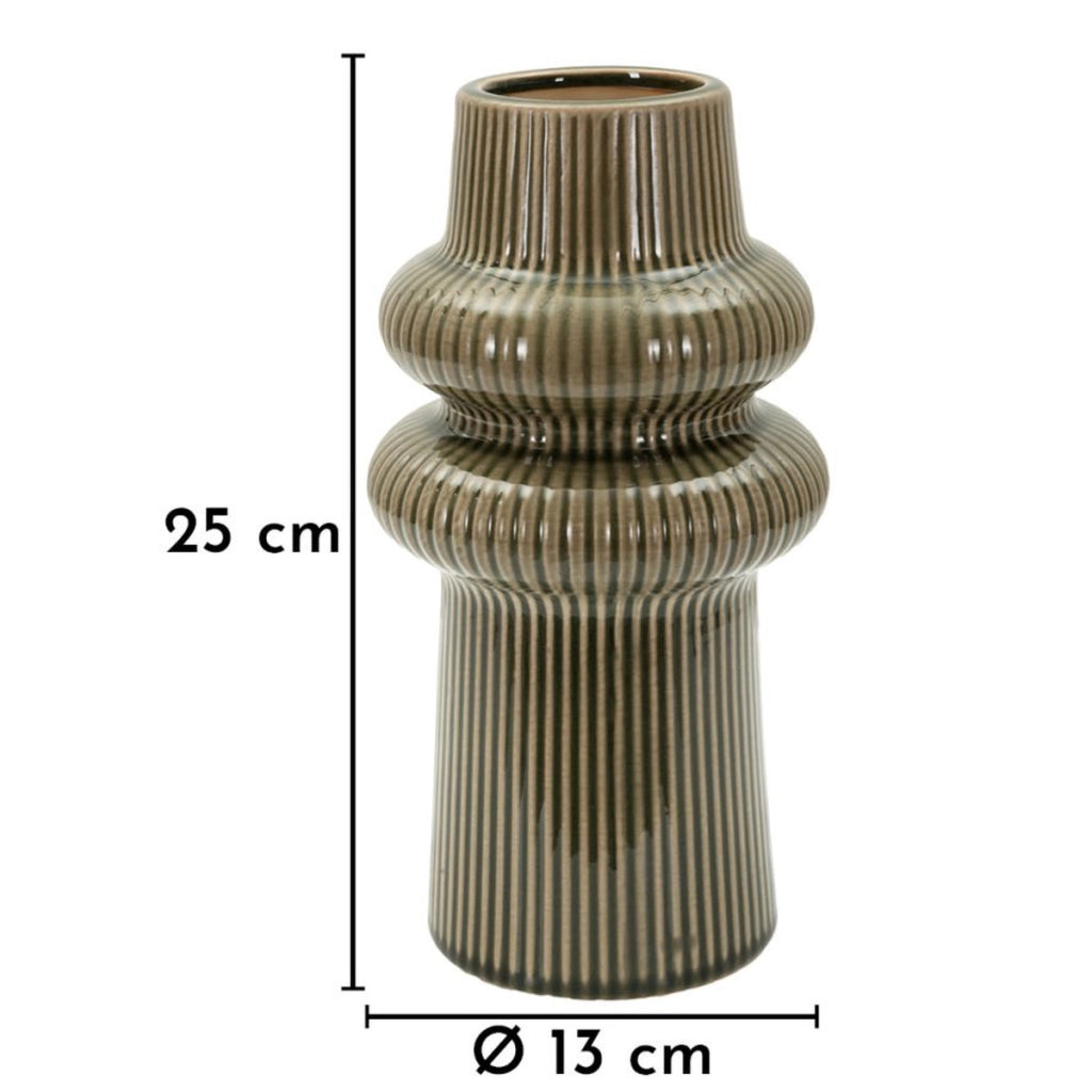 Vaso Decorativo VKH1047, Verde, Ceramica, 13x13x25 cm