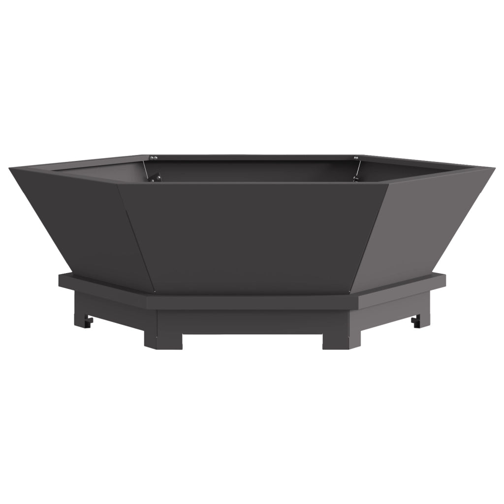 Focolare Esagonale Nero 75x75x28 cm Acciaio