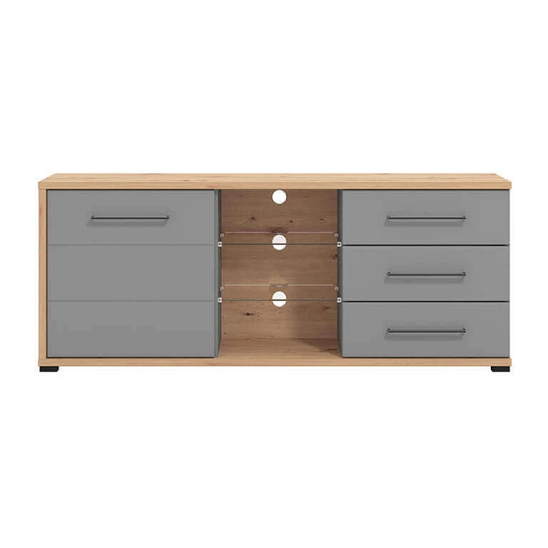 porta tv un anta tre cassetti moderno minimal in legno cm 161 5x40x65 h - ELLI