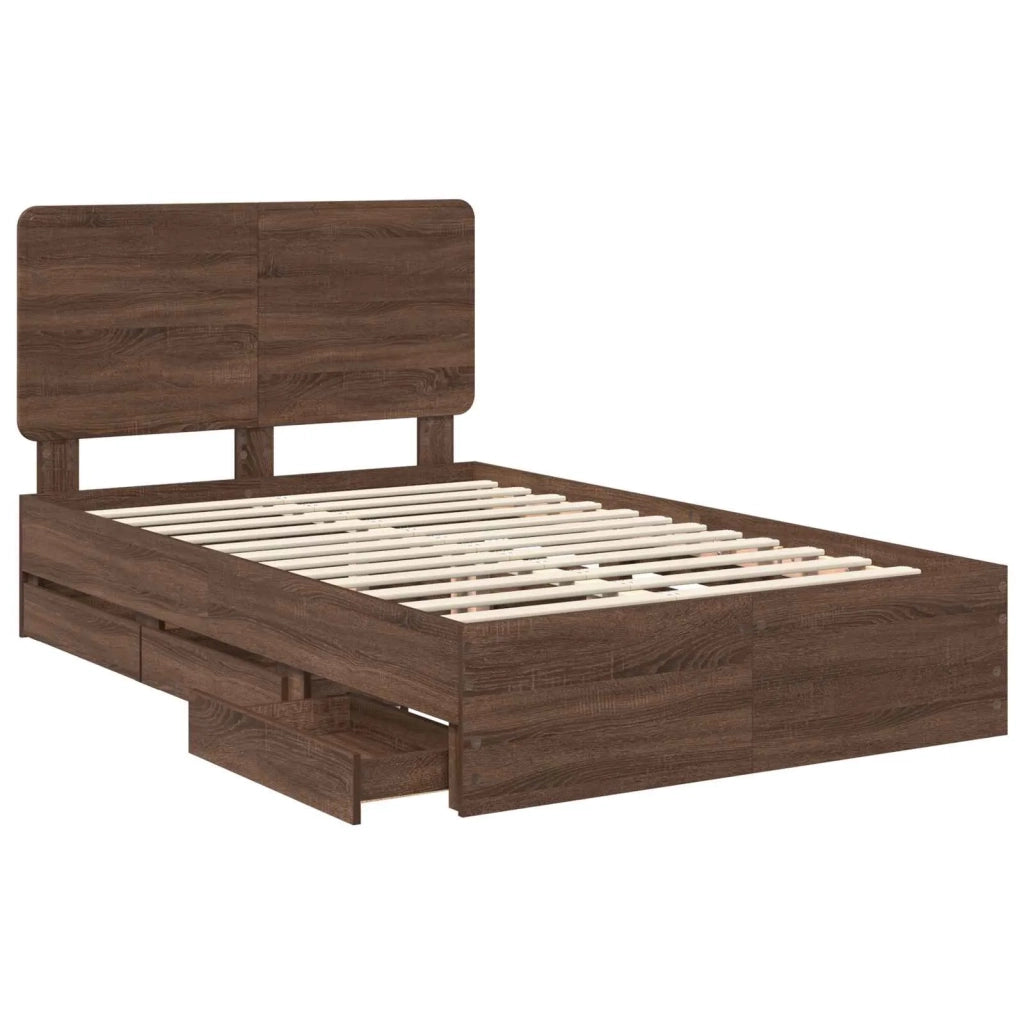 Struttura del letto con cassetto Rovere Marrone 120 x 190 cm 3412622