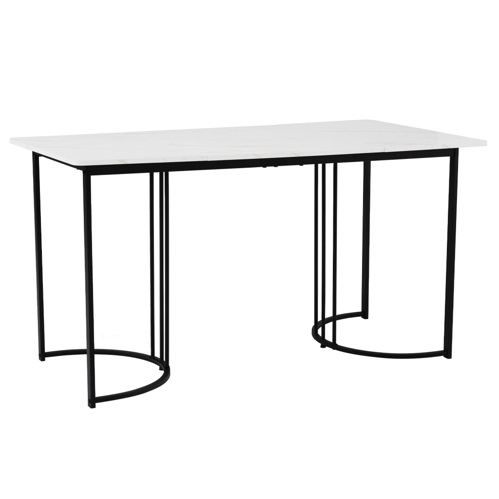 Tavolo da pranzo rettangolare in MDF con effetto marmo e piedi regolabili per cucina soggiorno e ufficio 140 × 80 cm