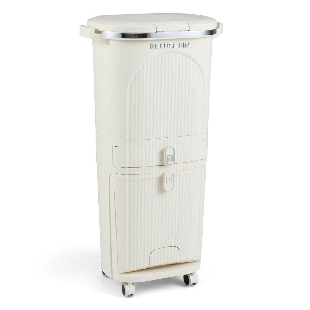 Pattumiera da cucina 43 x 29 x 82,5 cm pattumiera per la raccolta differenziata a 3 scomparti ergonomica e facile da spostare PP beige 20_0018883