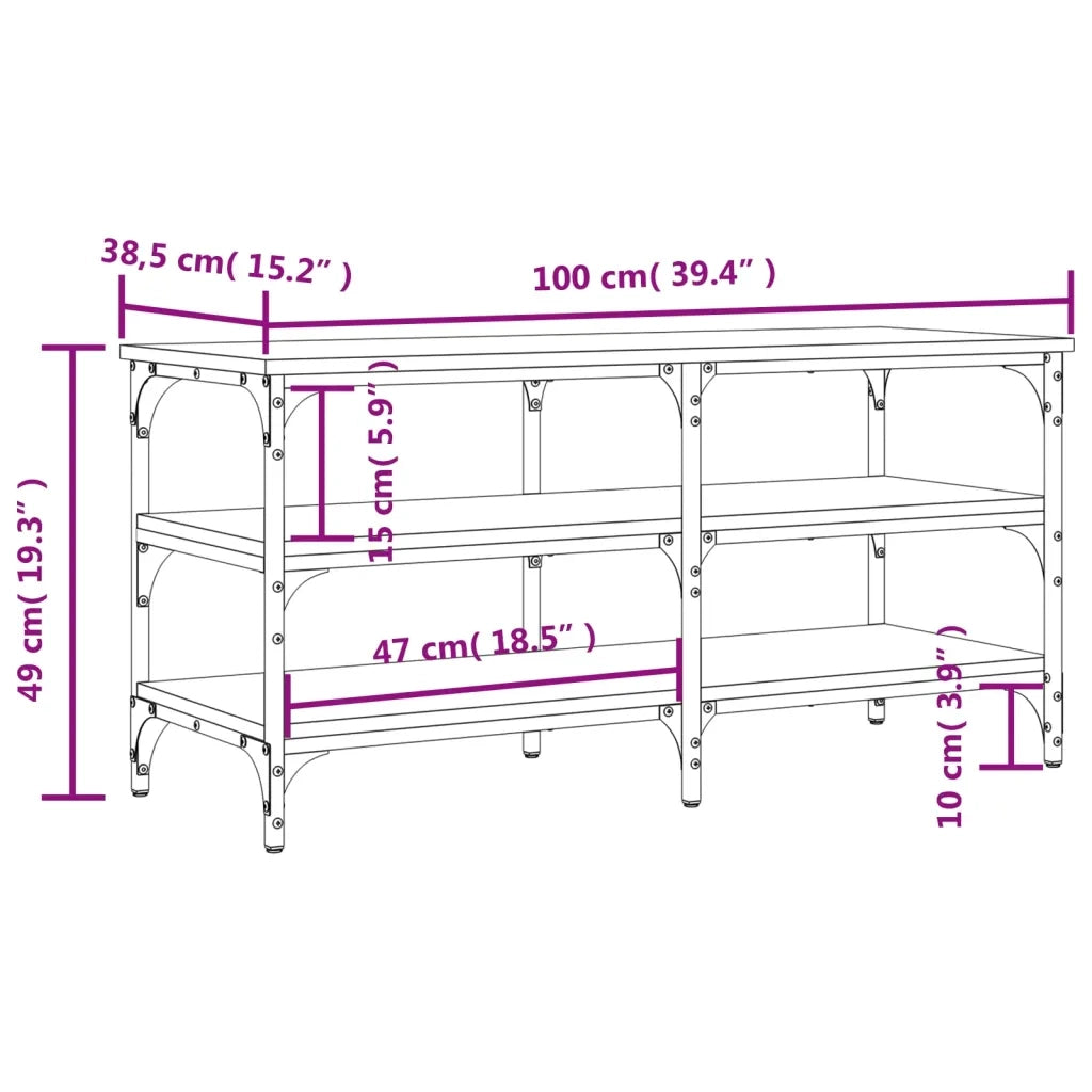Panca Porta Scarpe-Sgabello-Panca Scarpiera Rovere Fumo 100x38,5x49cm Legno Multistrato