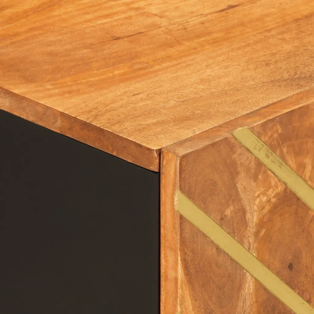 Mobile Porta TV Marrone e Nero 105x33,5x46 cm in Legno di Mango 356797