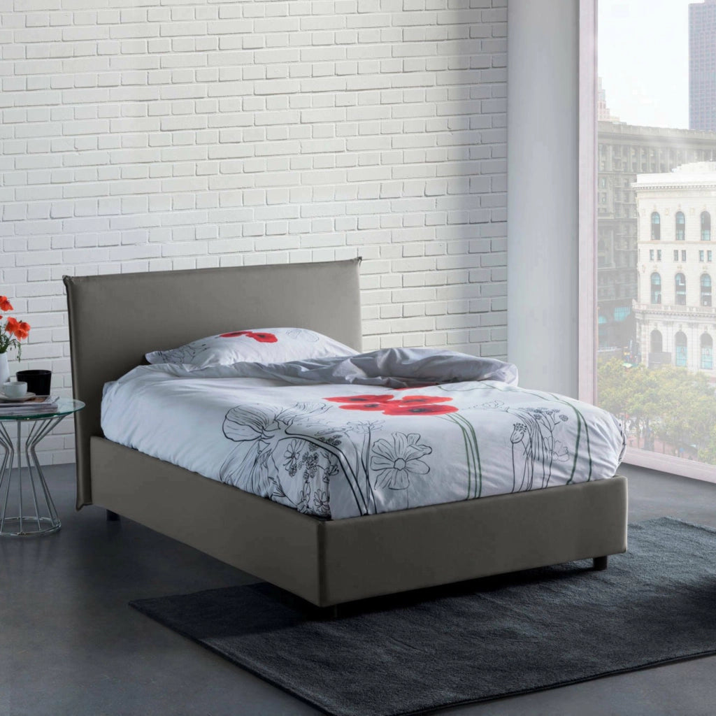 Anyta, Letto Piazza e Mezza Sfoderabile Made in Italy, Grigio