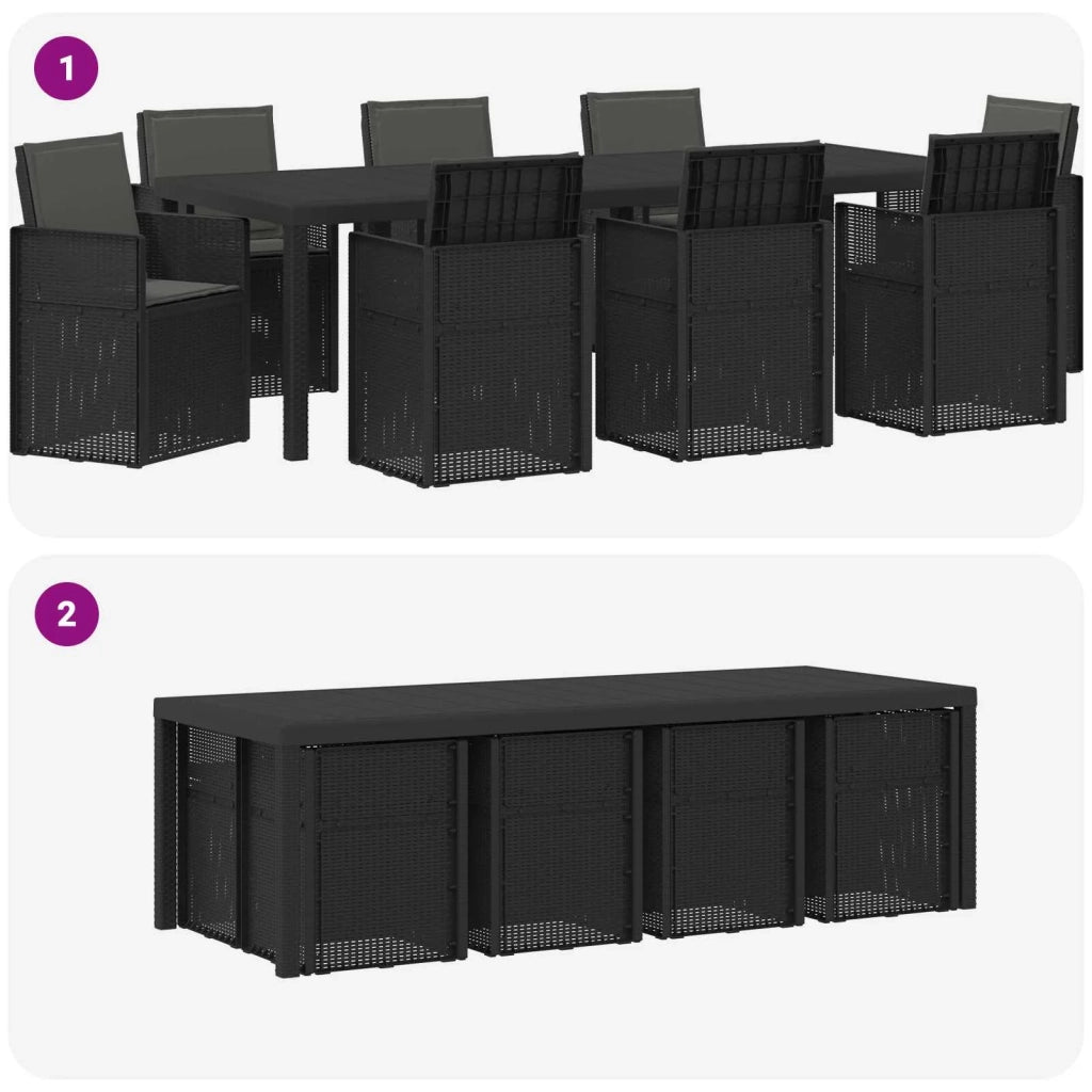 Set da Pranzo per Giardino con cuscino 9 pcs Antracite PP 3430088