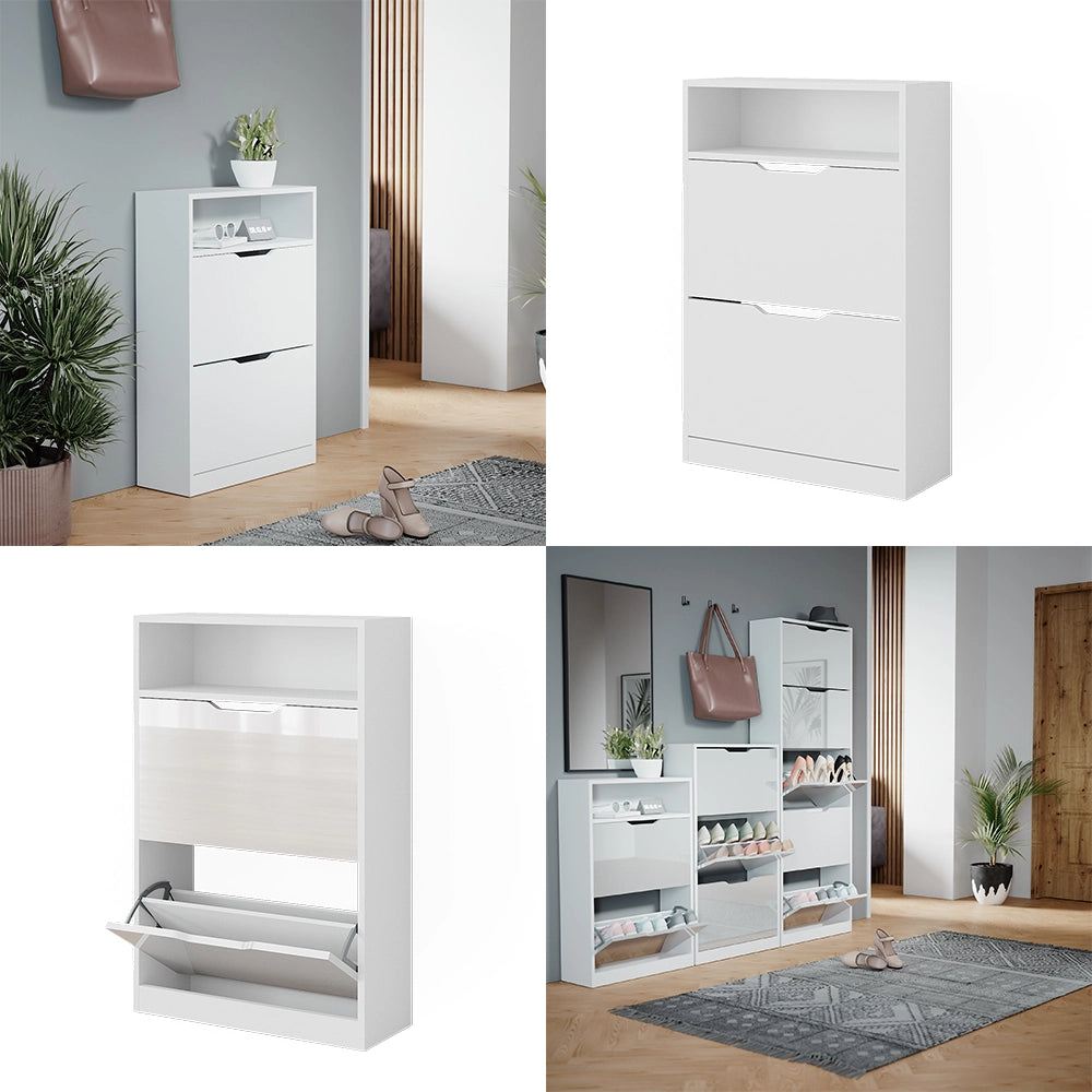 Vicco Scarpiera Bianco 22 x 89.5 cm con 2 scomparti