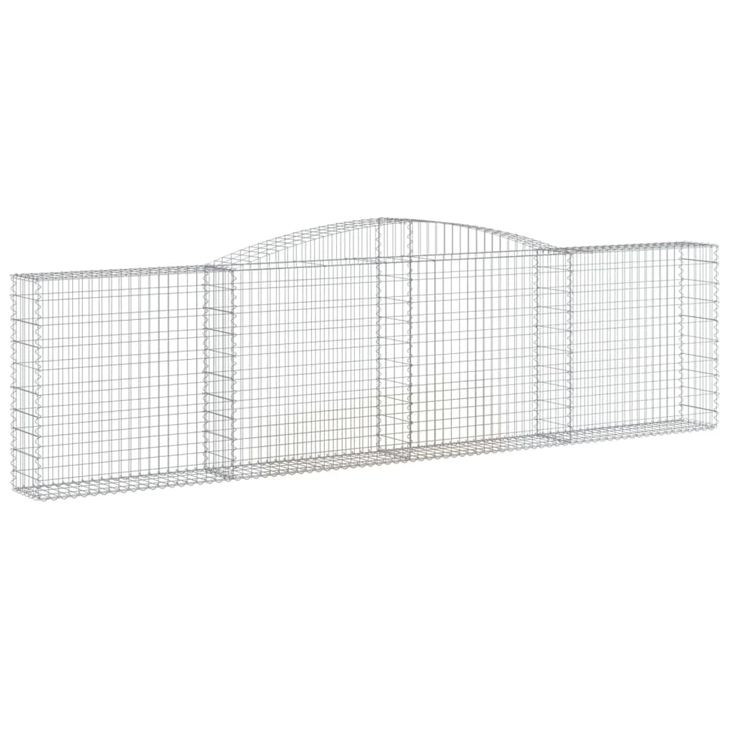 Cestini gabbioni recinzione a gabbia muro di contenimento ad arco 15 pezzi 400 x 30 x 100/120 cm ferro zincato argento 02_0040442