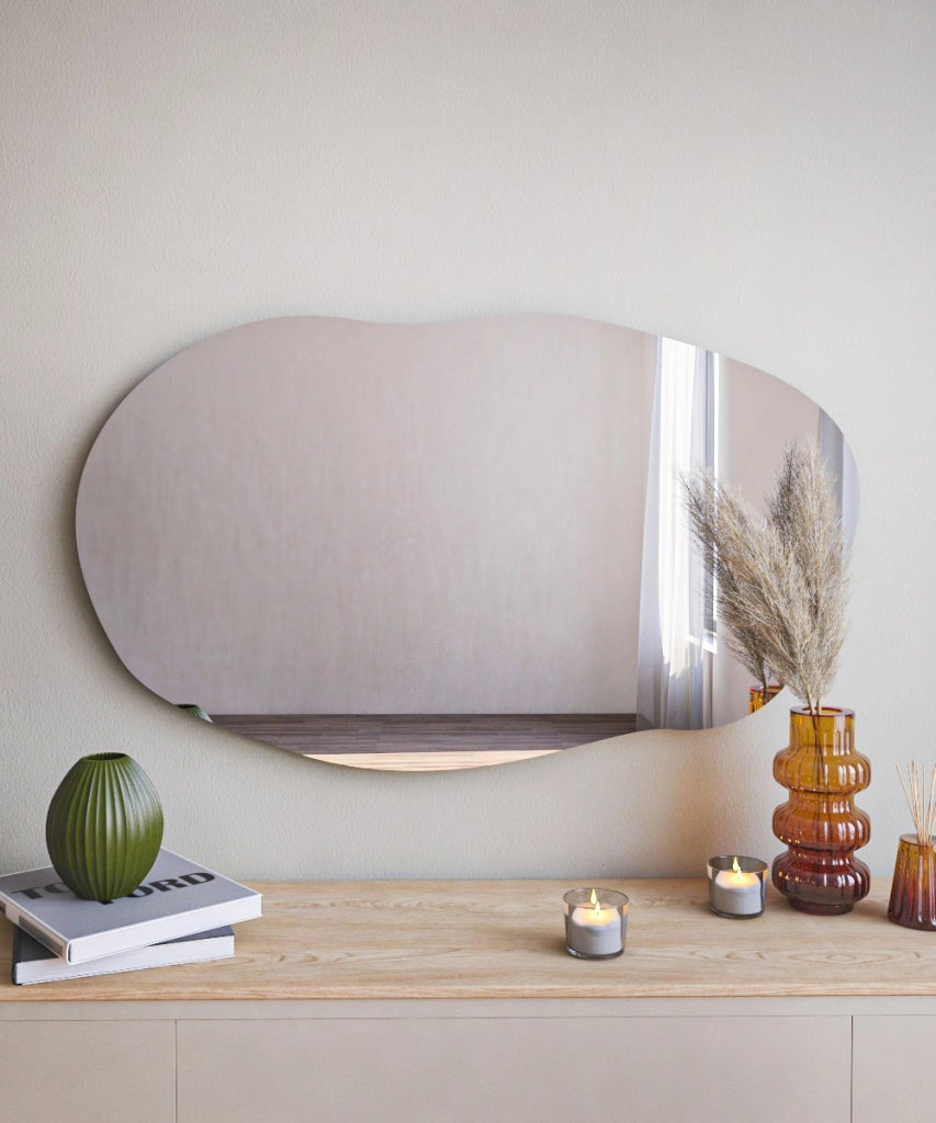 Specchio in legno "Lossa" - 52 x 89 cm - Nero