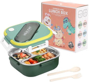 Bento Box per Picnic, Picnic Box, Picnic Box in Acciaio Inossidabile, Imprigionabile, Colori Contrastanti e Stili Semplici (Verde)