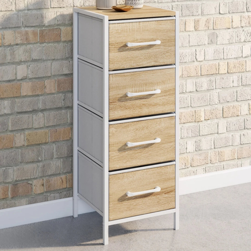 IDMarket - Mobile a 4 cassetti UTAH 30 cm chiffonnier, mobile contenitore dal design industriale in legno e bianco