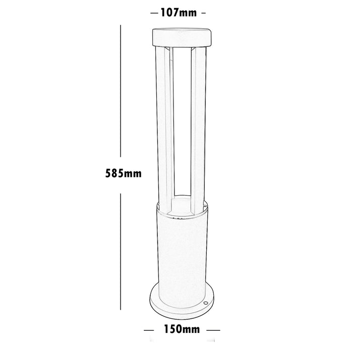 Lampione LED 12W esterno IP65 lampioncino luce giardino cortile viale 60cm 230V NERO 3000K