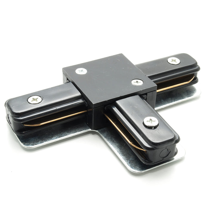 Connettore per binario track monofase giunto connessione a T doppio contatto COLORE NERO