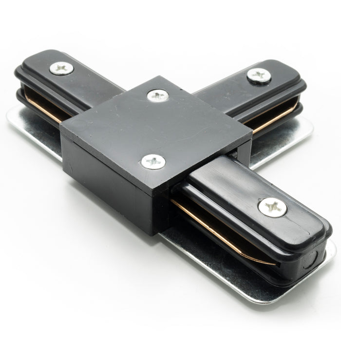 Connettore per binario track monofase giunto connessione a T doppio contatto COLORE NERO