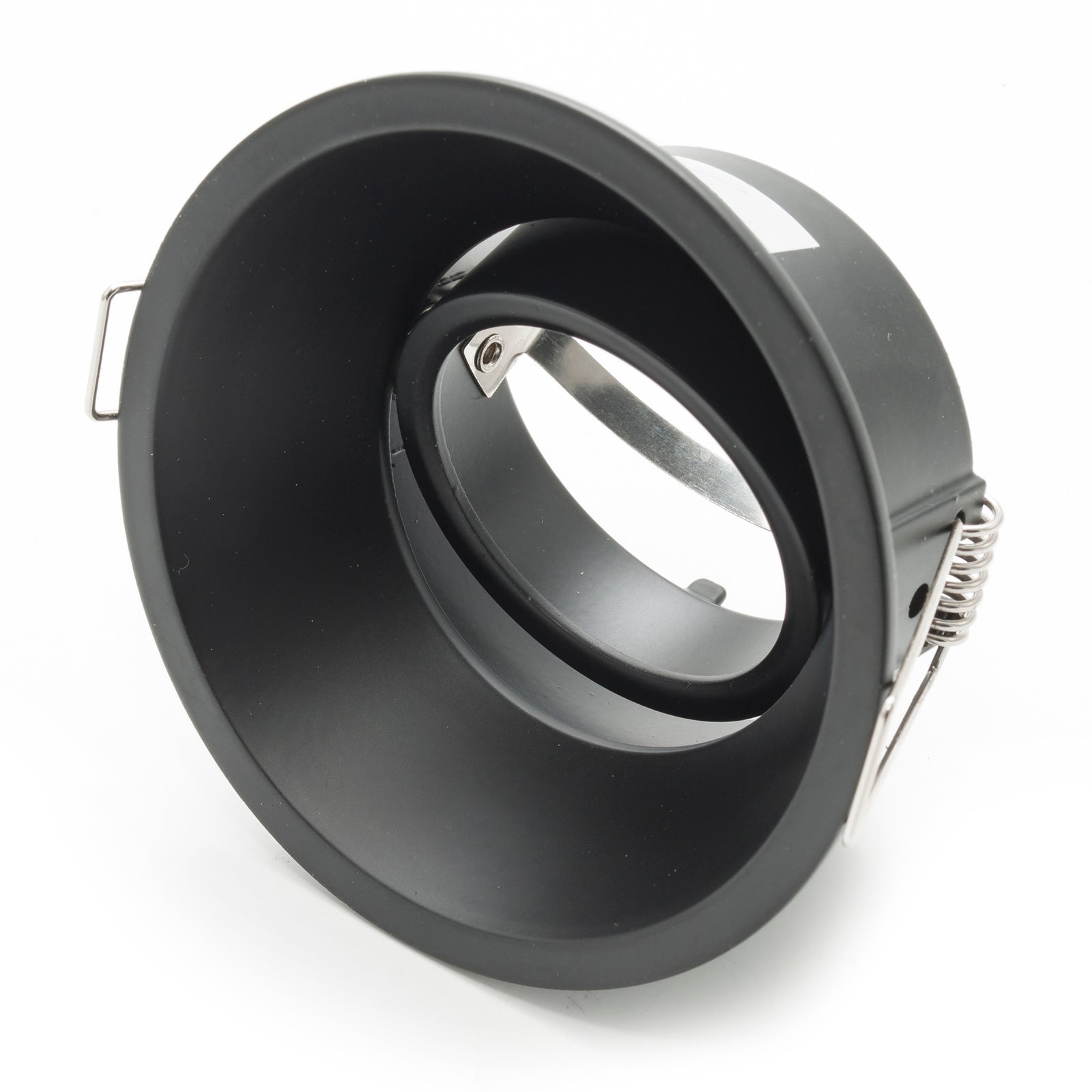 Portafaretto moderno porta faretto nero foro incasso 85mm luce orientabile GU10