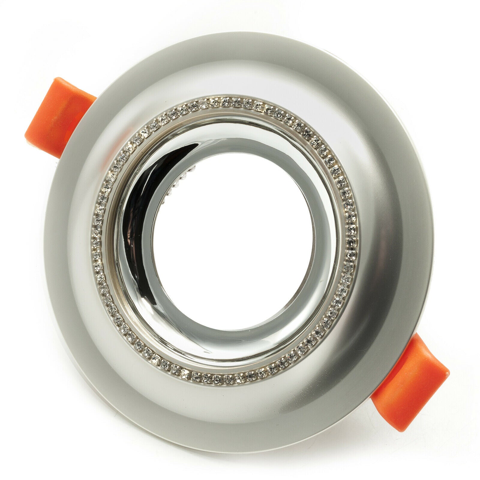 Portafaretto tondo argento brillantini foro incasso 75mm luce soffitto LED GU10 GU5.3 SILVER