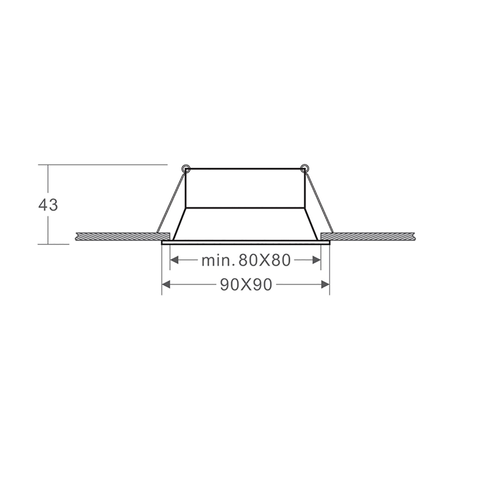 Porta faretto quadrato bianco orientabile foro incasso soffitto cartongesso 80mm luce GU10 GU5.3