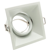 Porta faretto quadrato bianco orientabile foro incasso soffitto cartongesso 80mm luce GU10 GU5.3