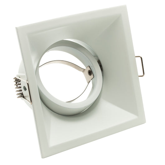 Porta faretto quadrato bianco orientabile foro incasso soffitto cartongesso 80mm luce GU10 GU5.3