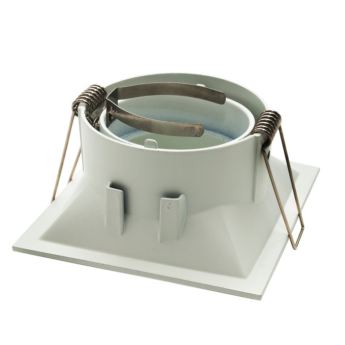 Porta faretto quadrato bianco orientabile foro incasso soffitto cartongesso 80mm luce GU10 GU5.3