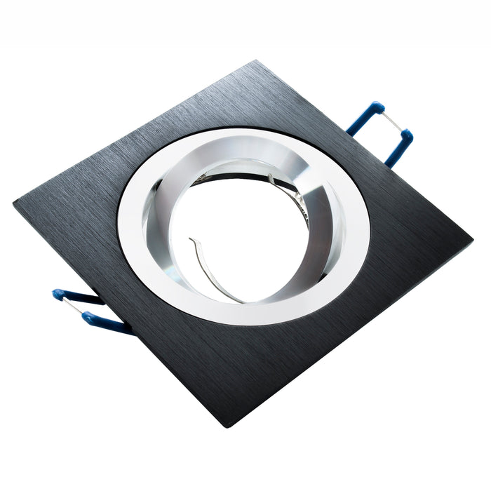 Portafaretto nero orientabile incasso quadrato 80mm supporto luci LED GU10 GU5.3