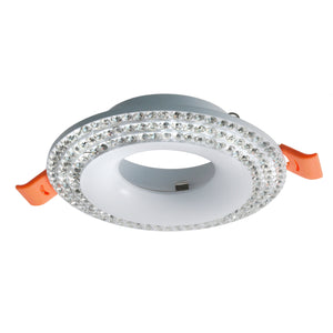 Porta faretto tondo bianco incasso 65mm brillantini supporto lampade LED GU10