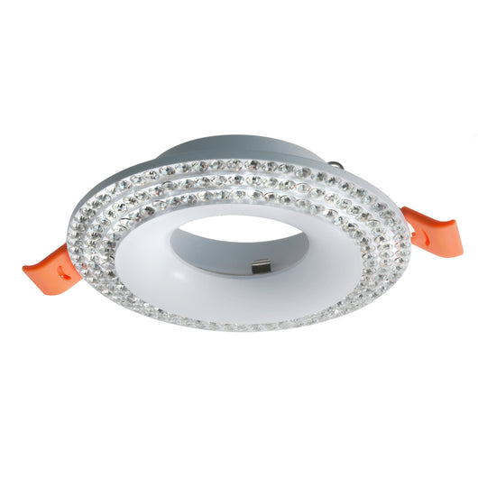 Porta faretto tondo bianco incasso 65mm brillantini supporto lampade LED GU10