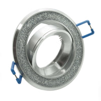 Faretto moderno incasso rotondo 7cm silver brillantini giochi luce LED RGBW GU10