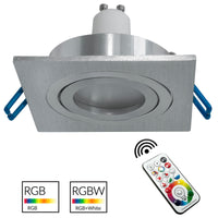 Faretto LED incasso 80mm quadrato silver lampada  GU10 effetti luce colorata LUCE RGBW 6000K