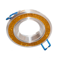 Faretto incasso 7cm moderno tondo brillantini oro luce LED RGB GU10 cromoterapia LUCE RGBW + 3000K