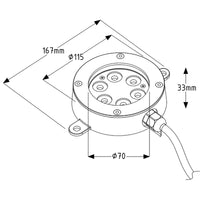 Faro IP68 12W led 24Vdc immersione underwater luce piscina fontana laghetto inox LUCE 3000K