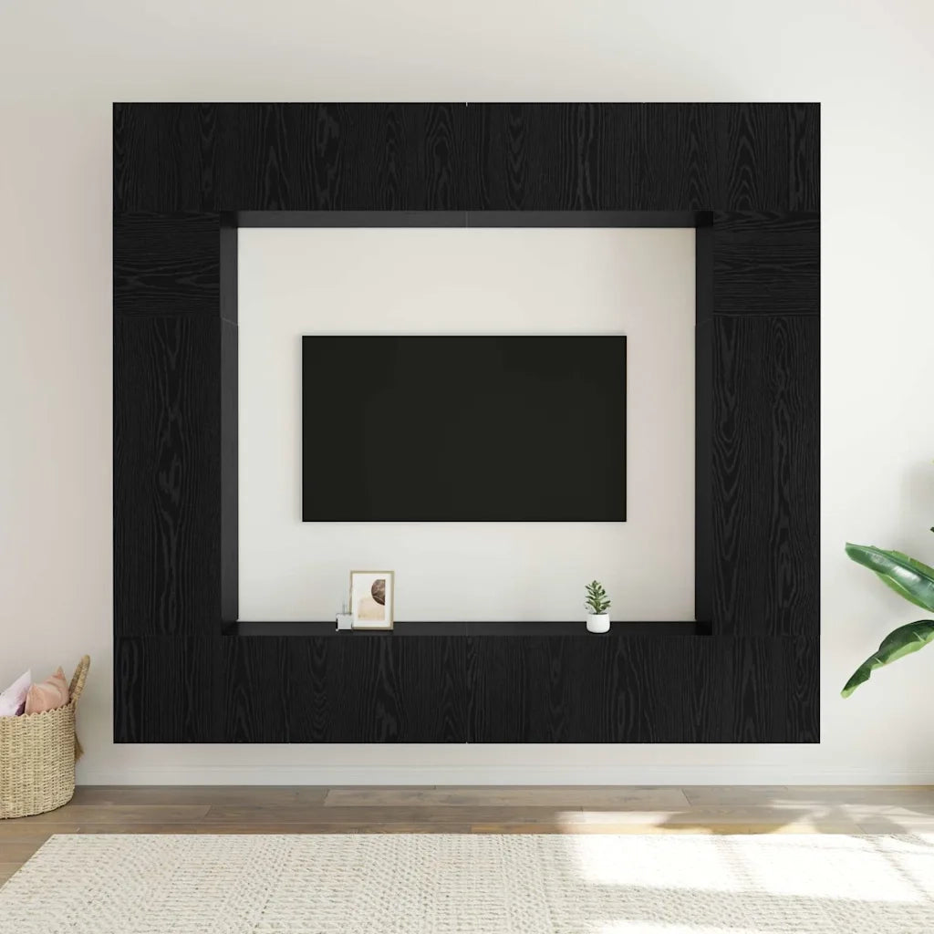 vidaXL Set mobile TV 8 pcs Rovere nero 100 x 30 x 30 cm