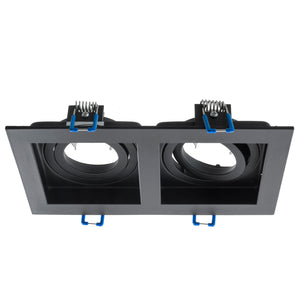 Portafaretto rettangolare incasso doppia lampada luce soffitto GU10 GU5.3 MR16  COLORE NERO