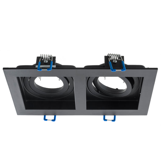 Portafaretto rettangolare incasso doppia lampada luce soffitto GU10 GU5.3 MR16  COLORE NERO