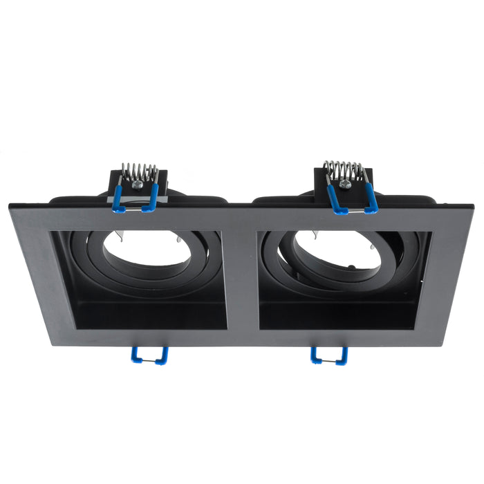 Portafaretto rettangolare incasso doppia lampada luce soffitto GU10 GU5.3 MR16  COLORE NERO