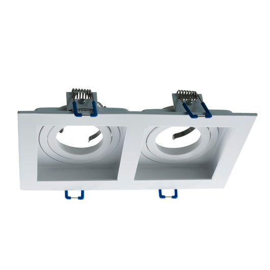 Portafaretto rettangolare incasso doppia lampada luce soffitto GU10 GU5.3 MR16  COLORE BIANCO