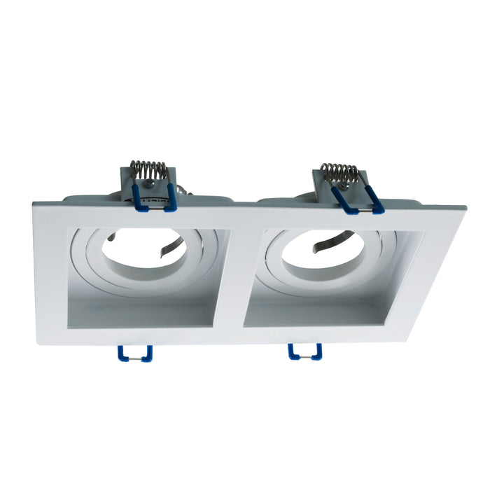 Portafaretto rettangolare incasso doppia lampada luce soffitto GU10 GU5.3 MR16  COLORE BIANCO