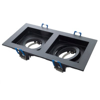 Portafaretto rettangolare incasso doppia lampada luce soffitto GU10 GU5.3 MR16  COLORE NERO