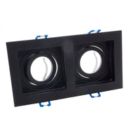 Portafaretto rettangolare incasso doppia lampada luce soffitto GU10 GU5.3 MR16  COLORE NERO