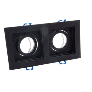 Portafaretto rettangolare incasso doppia lampada luce soffitto GU10 GU5.3 MR16  COLORE NERO