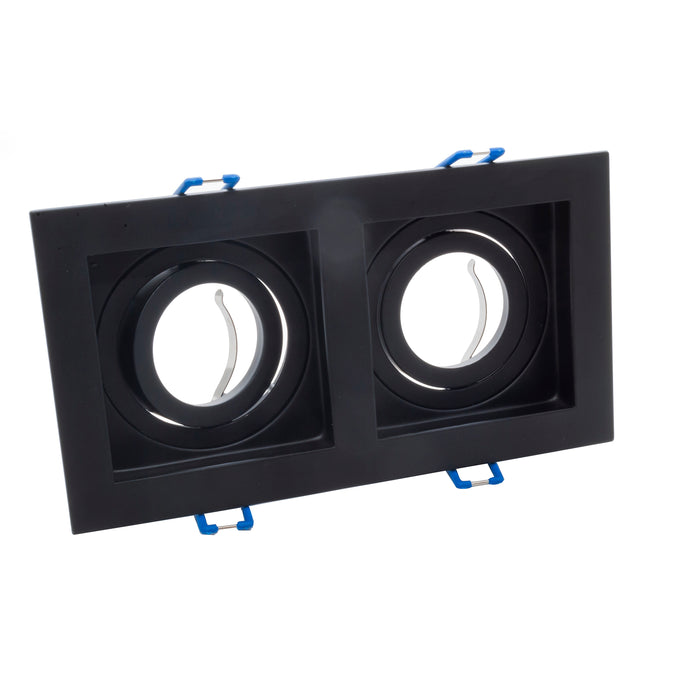 Portafaretto rettangolare incasso doppia lampada luce soffitto GU10 GU5.3 MR16  COLORE NERO