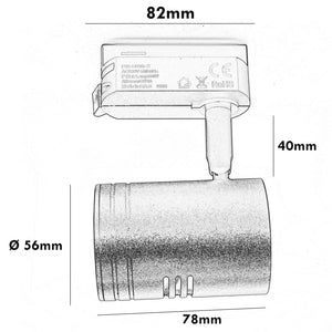 Faretto per binario track monofase lampada LED GU10 luce negozio vetrina 230V COLORE NERO